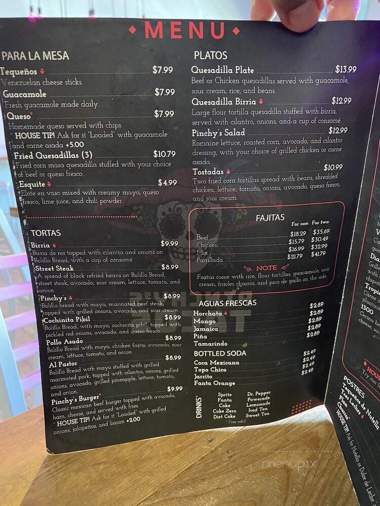 Pinchy's Tacos - Houston, TX menu_pic