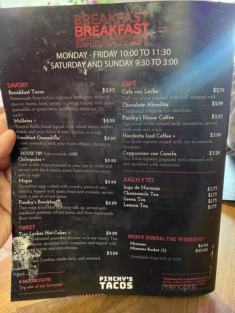 Pinchy's Tacos - Houston, TX menu_pic