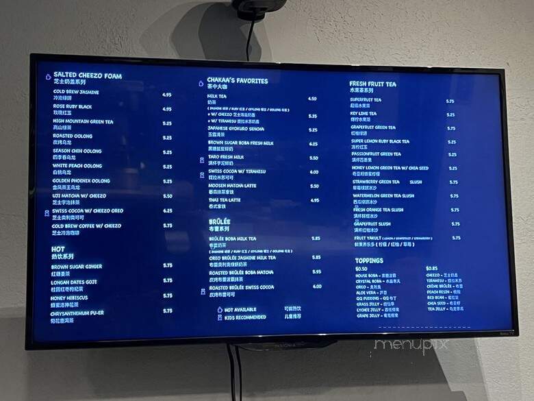 Chakaa - San Diego, CA menu_pic