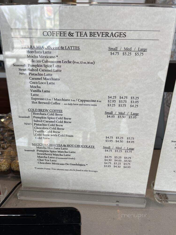 Tierra Mia Coffee - El Monte, CA menu_pic