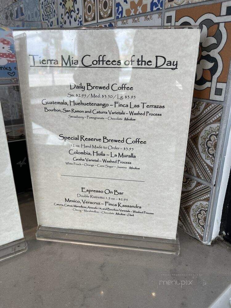 Tierra Mia Coffee - El Monte, CA menu_pic