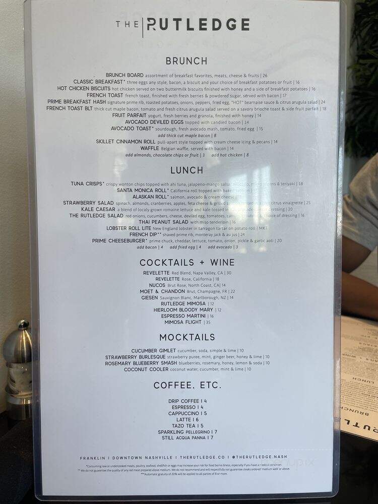 The Rutledge - Franklin, TN menu_pic