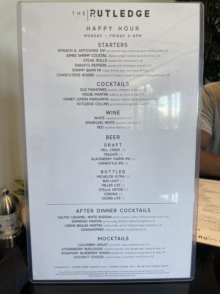 The Rutledge - Franklin, TN menu_pic