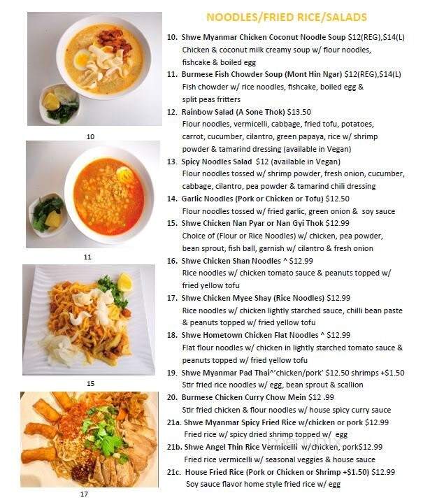 Shwe Myanmar Burmese Cusine - Livermore, CA menu_pic