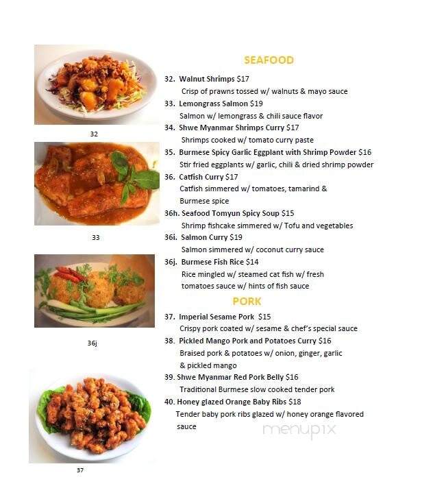 Shwe Myanmar Burmese Cusine - Livermore, CA menu_pic