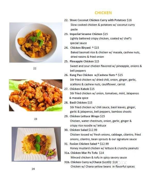 Shwe Myanmar Burmese Cusine - Livermore, CA menu_pic