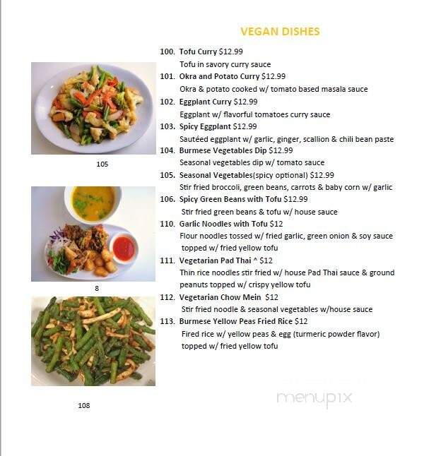 Shwe Myanmar Burmese Cusine - Livermore, CA menu_pic