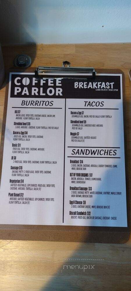 Coffee Parlor - Long Beach, CA menu_pic