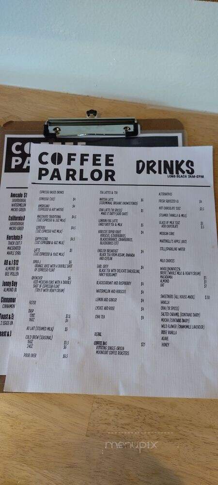 Coffee Parlor - Long Beach, CA menu_pic