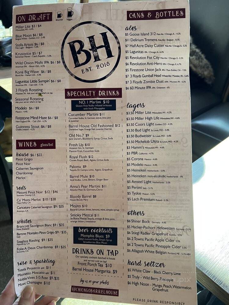 Barrel House Kitchen & Tap - Harwood Heights, IL menu_pic
