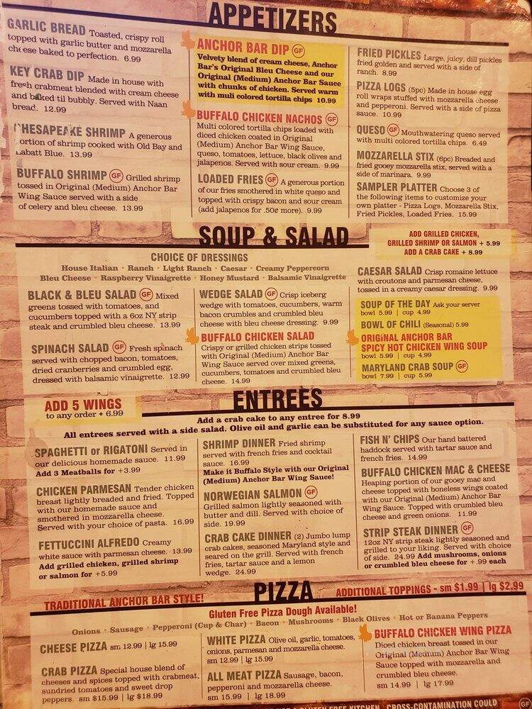 Anchor Bar - Frederick, MD menu_pic