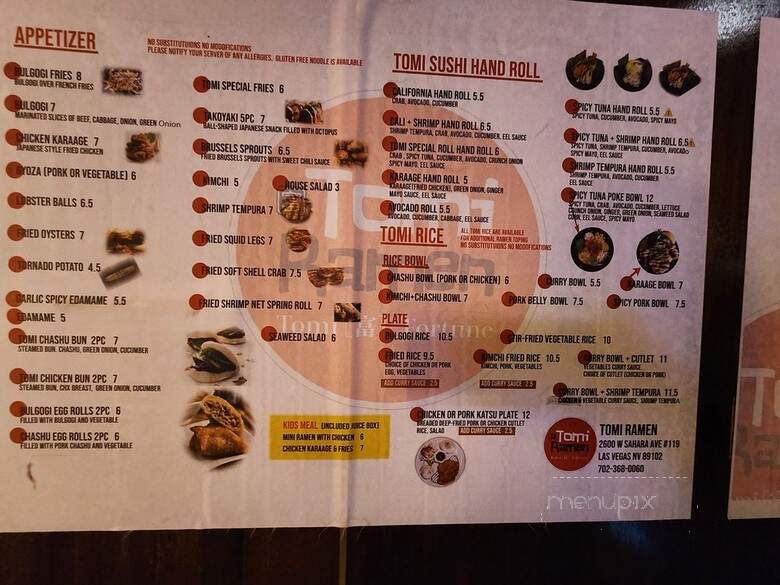 Tomi Ramen - Las Vegas, NV menu_pic