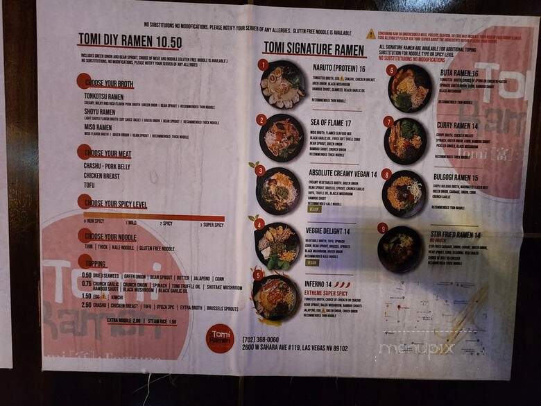 Tomi Ramen - Las Vegas, NV menu_pic