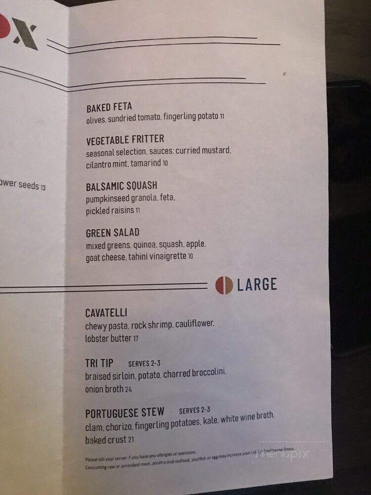 Stone Fox - Chicago, IL menu_pic