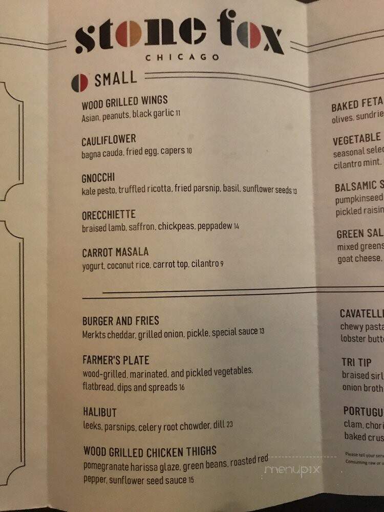Stone Fox - Chicago, IL menu_pic