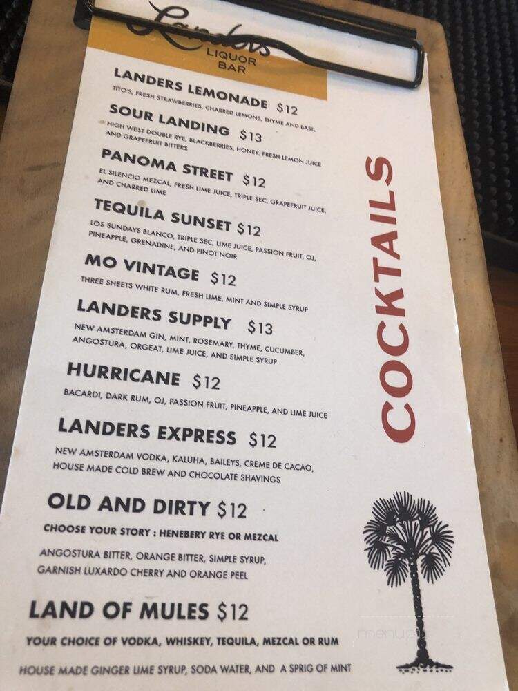 Landers Liquor Bar - Costa Mesa, CA menu_pic