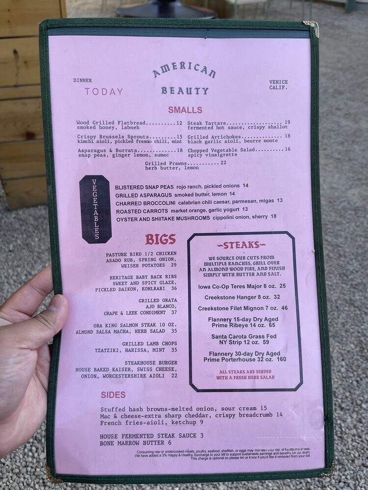 The Win-Dow at American Beauty - Venice, CA menu_pic