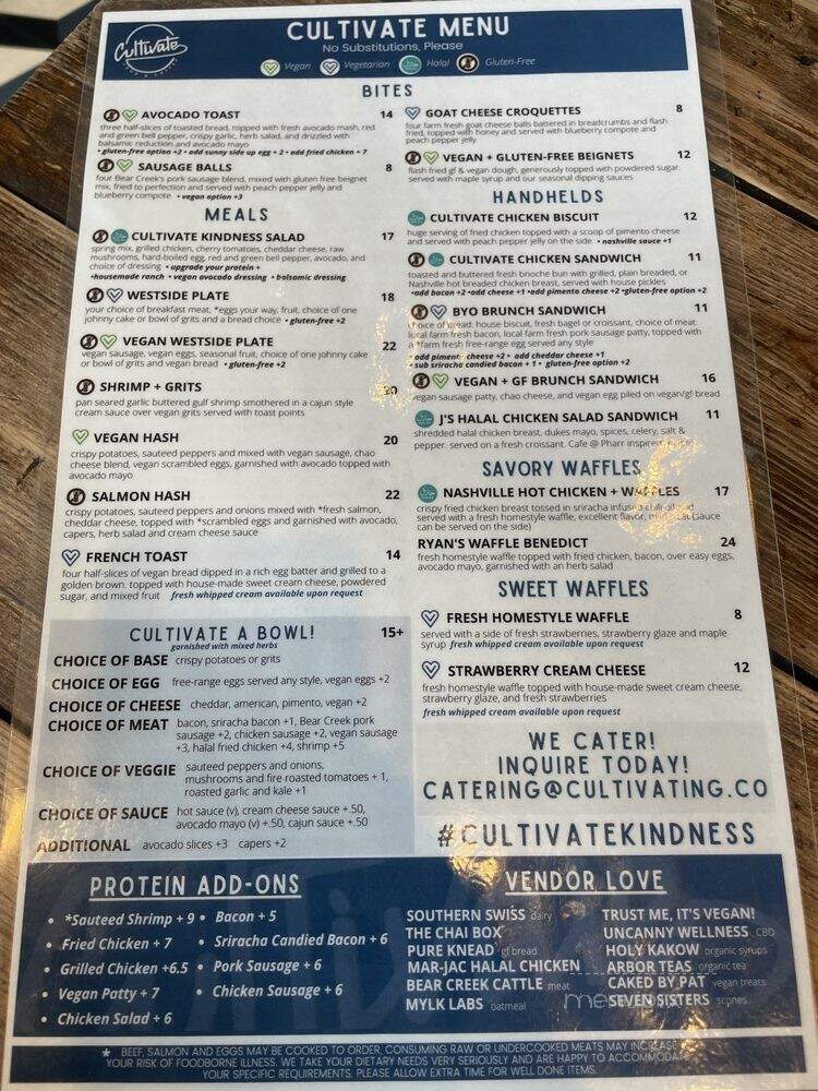 Cultivate Food and Coffee - Atlanta, GA menu_pic