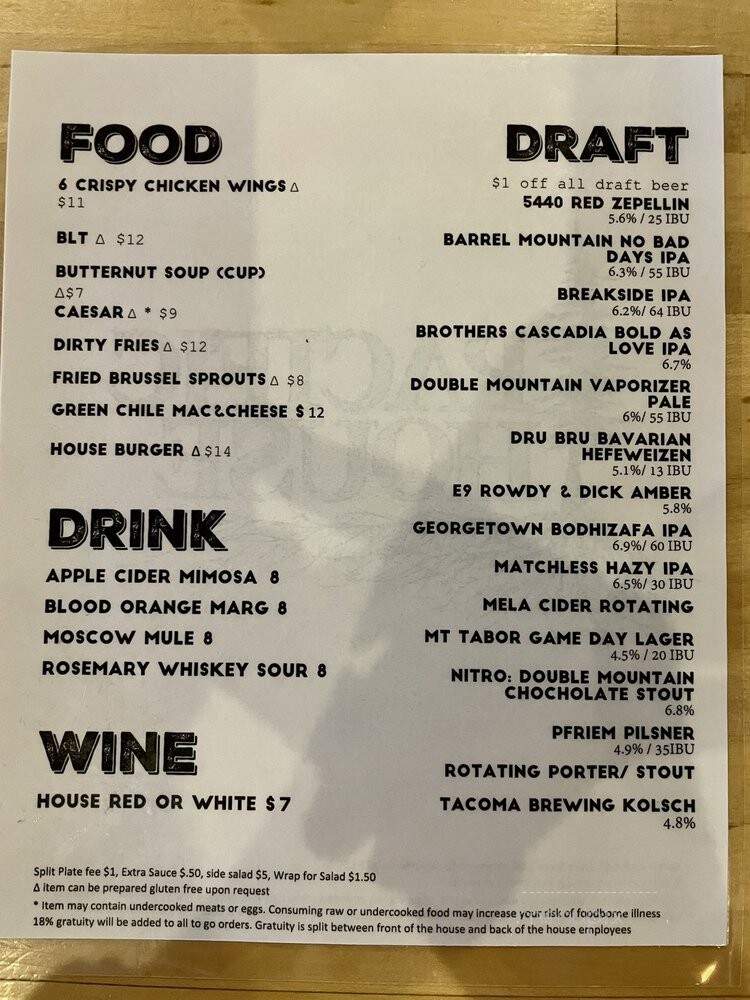 Pacific House - Camas, WA menu_pic