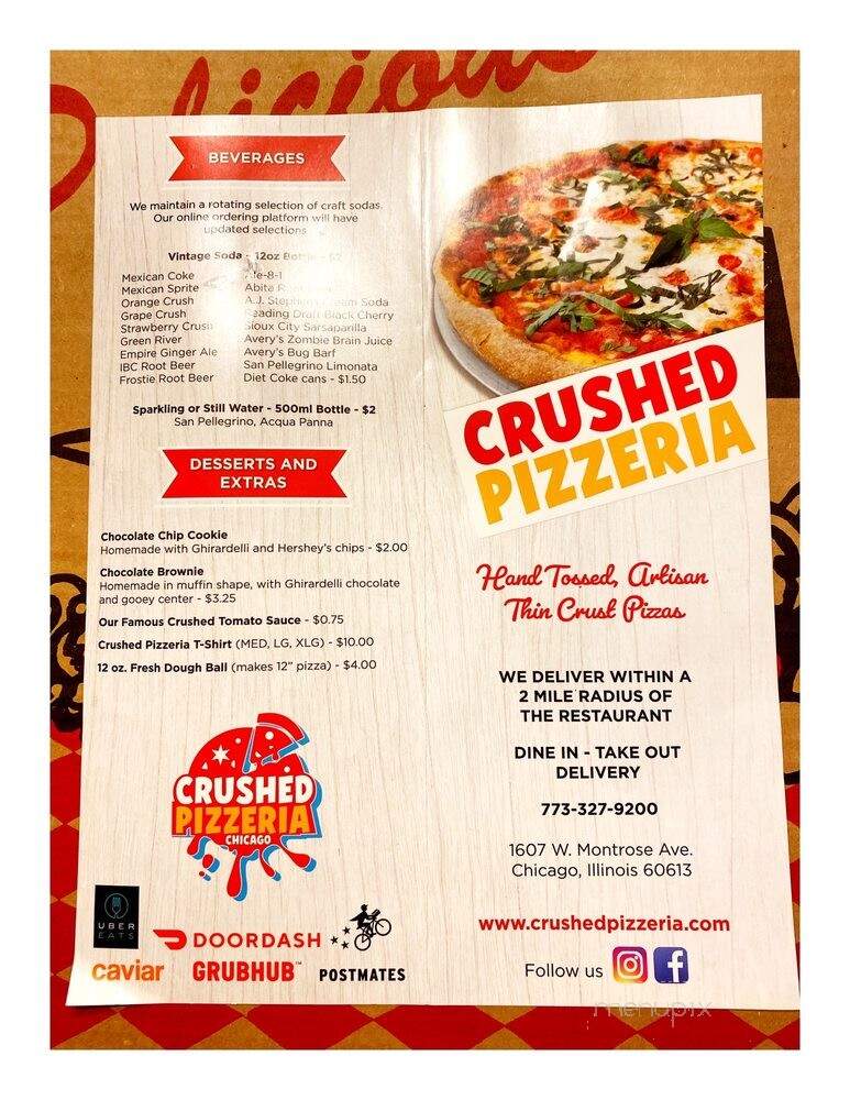 Crushed Pizzeria - Chicago, IL menu_pic