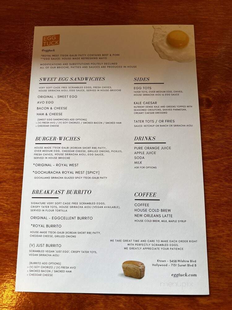 Egg Tuck - West Hollywood, CA menu_pic