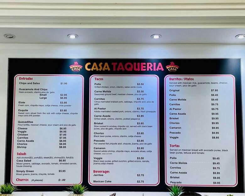 Casa Taqueria - New York, NY menu_pic