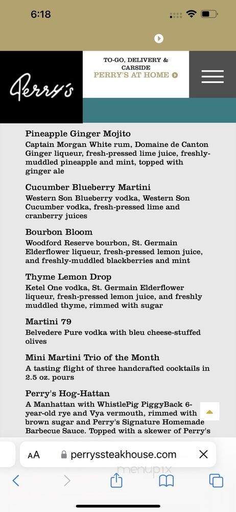 Perry's Steakhouse & Grille - Austin, TX menu_pic