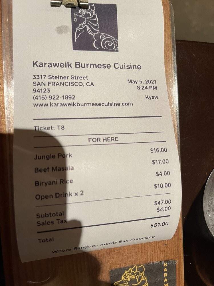 Karaweik Burmese Cuisine - San Francisco, CA
