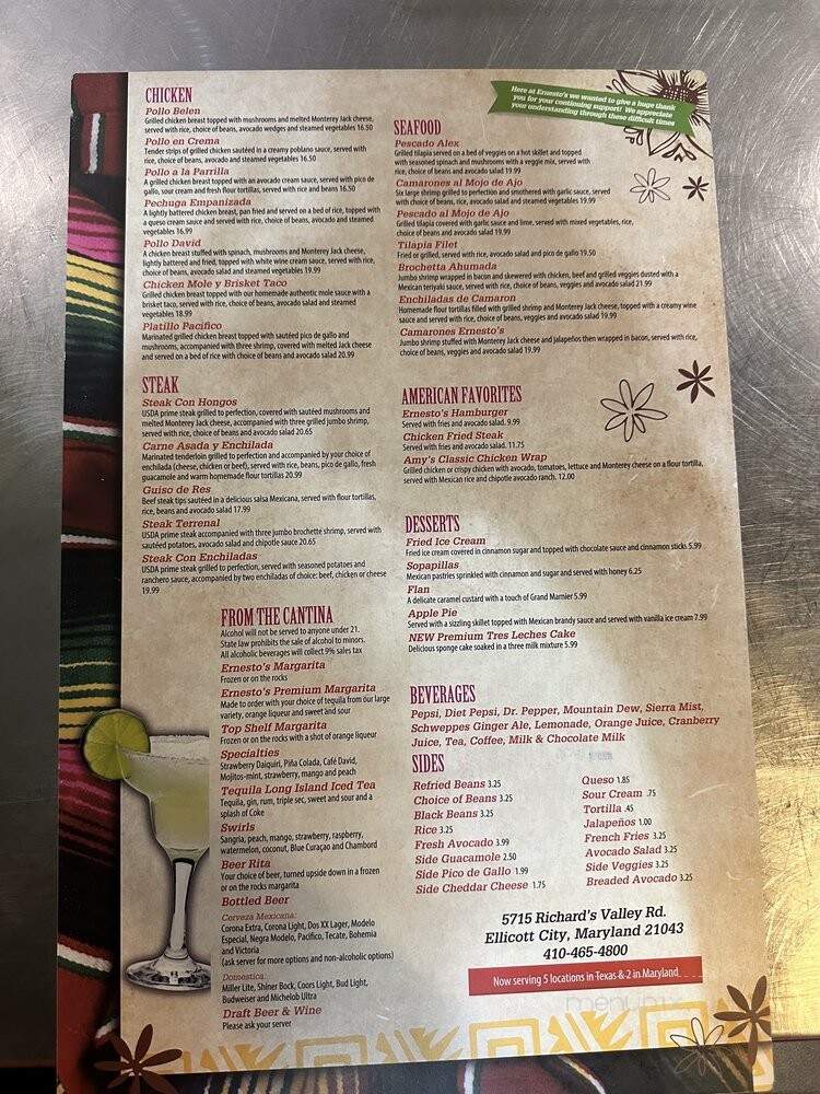 Ernesto's Mexican Grill and Margarita Bar - Daniels, MD