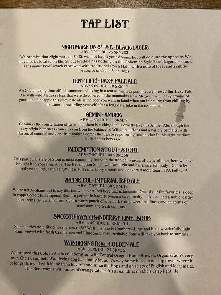 Initiative Brewing - Redmond, OR menu_pic