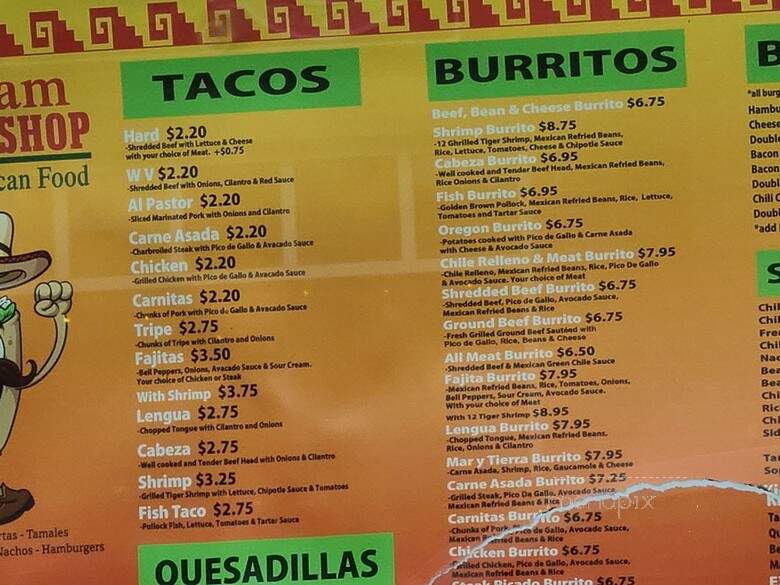 Gresham Burrito Shop - Gresham, OR menu_pic