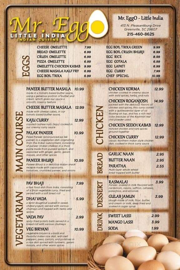 Mr. EggO Little India - Greenville, SC menu_pic