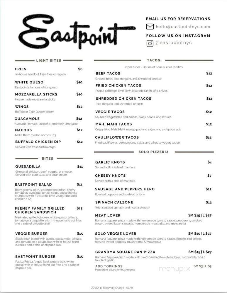 Eastpoint - New York, NY menu_pic