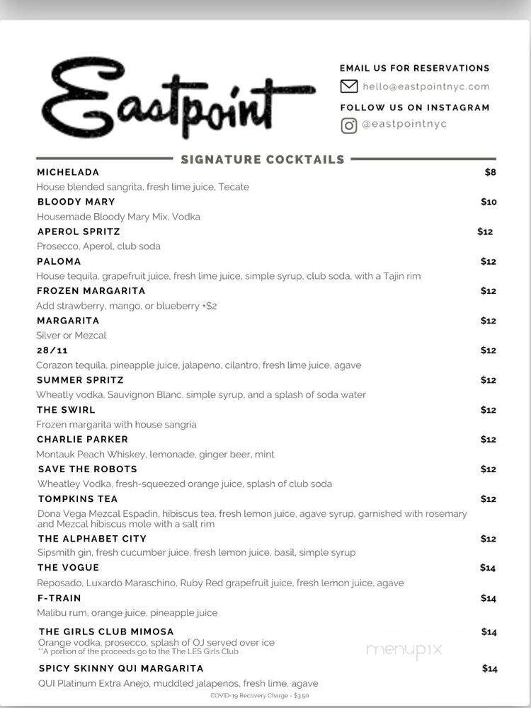 Eastpoint - New York, NY menu_pic