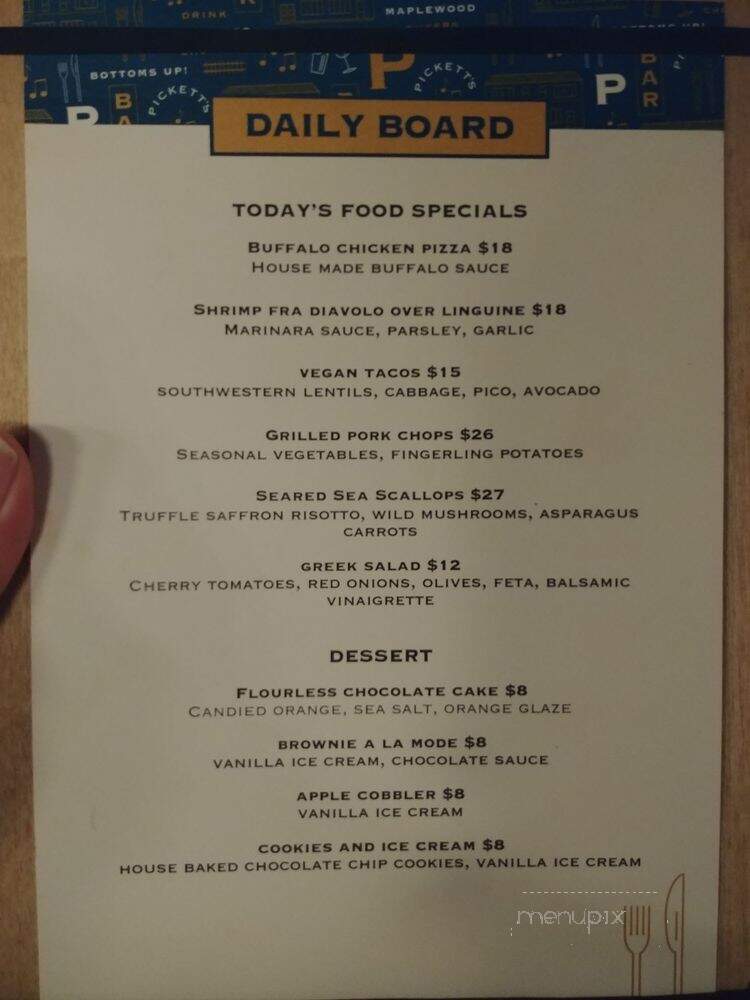 Pickett's Village Bar - Maplewood, NJ menu_pic