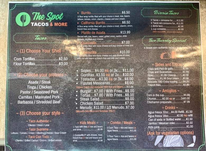 The Spot Tacos & More - Bradenton, FL menu_pic