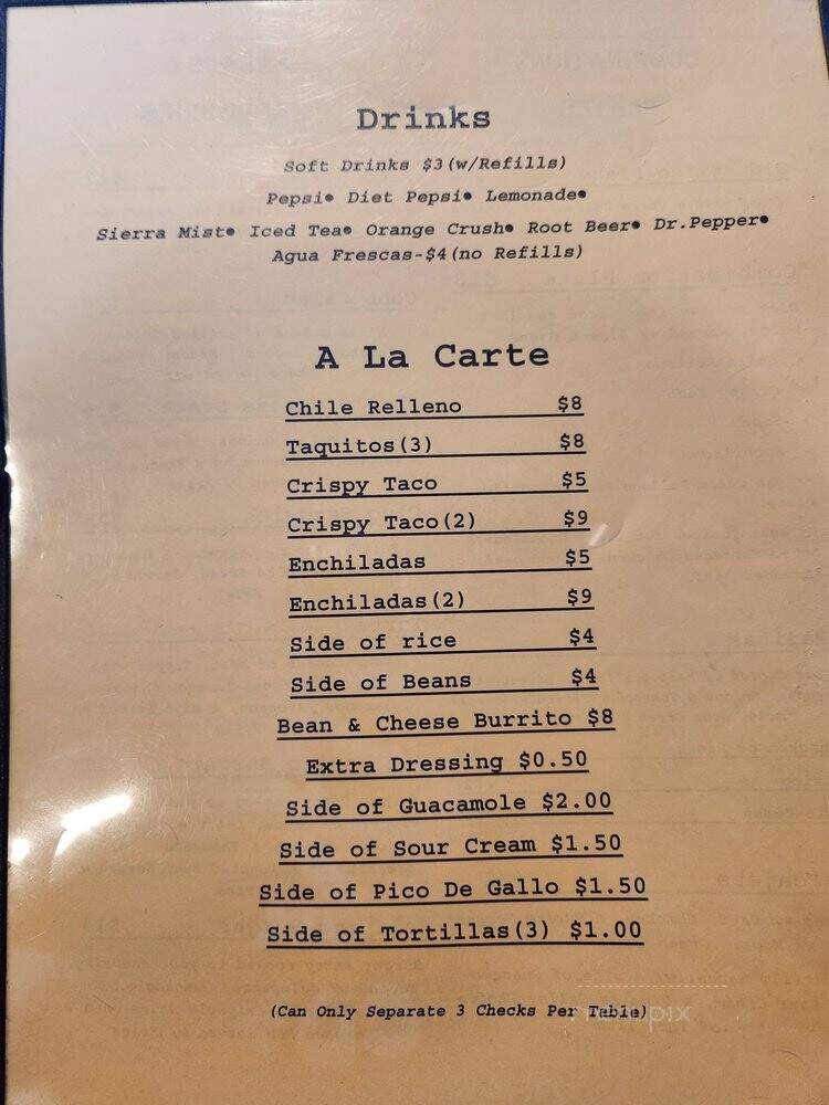 Old Mexico Bar & Grill - Livermore, CA menu_pic
