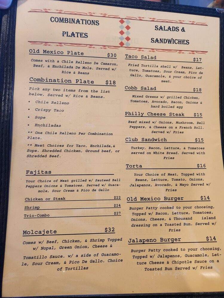 Old Mexico Bar & Grill - Livermore, CA menu_pic