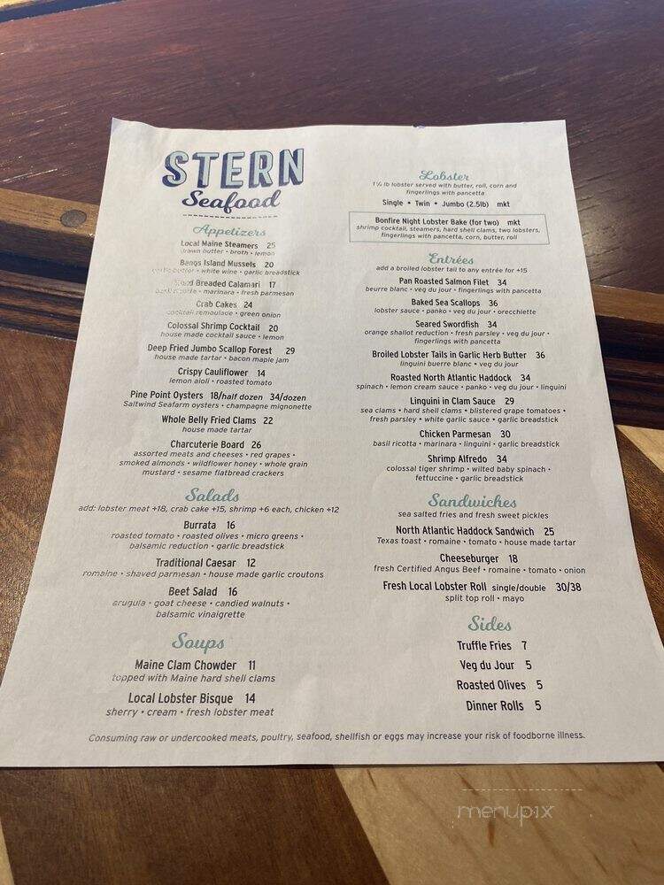 Stern Seafood - Scarborough, ME menu_pic