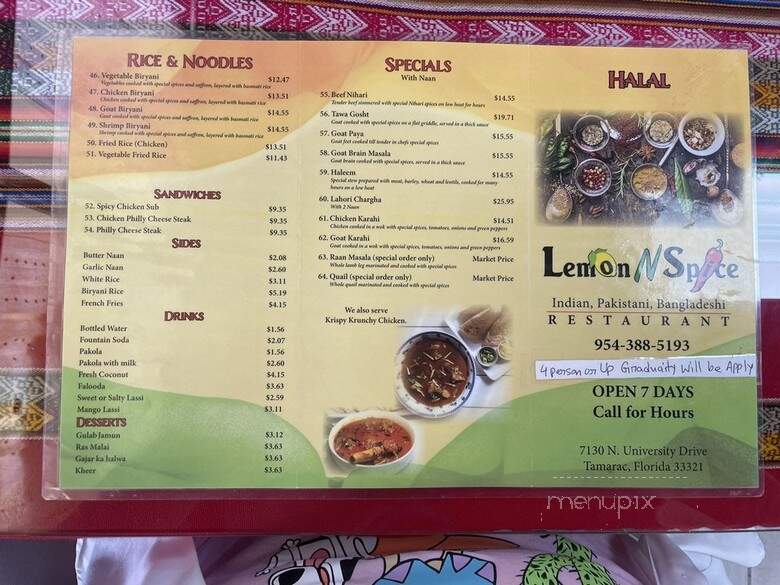 Lemon N Spice - Tamarac, FL menu_pic