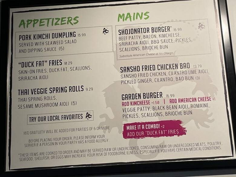 Shojo - Boston, MA menu_pic