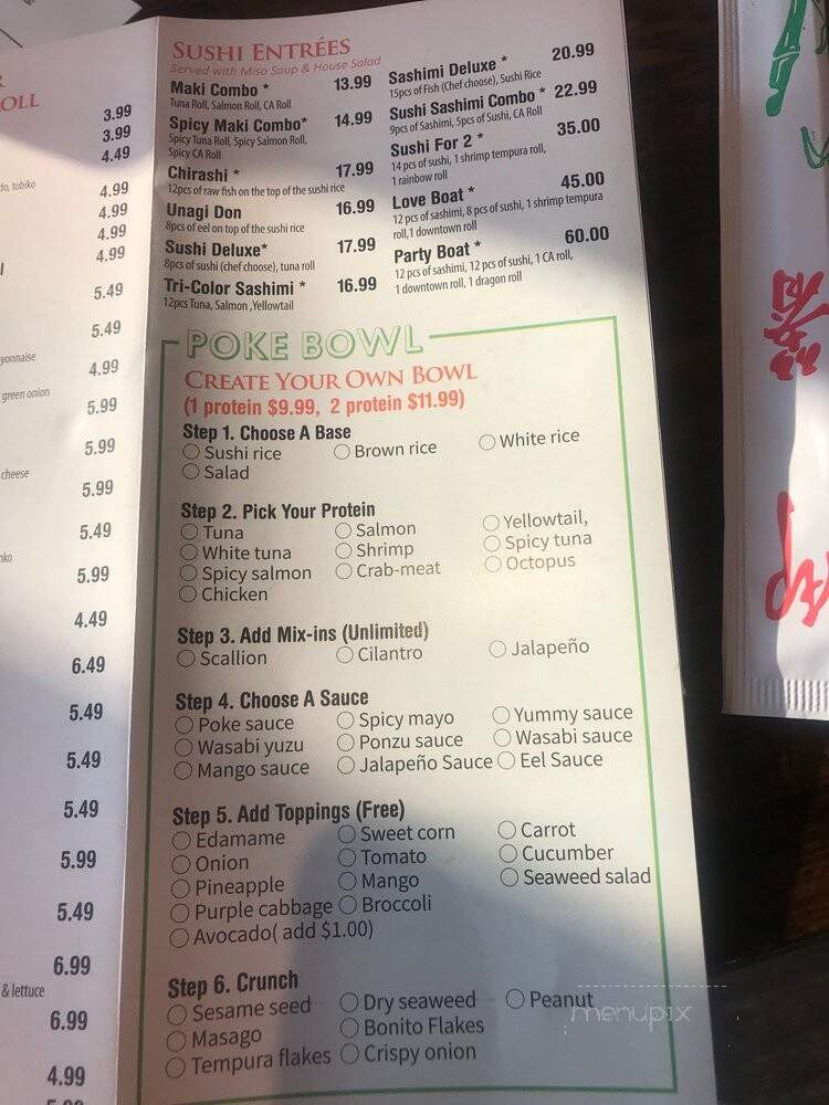 Hana Sushi Hibachi Poke Bowl - Jackson, TN menu_pic