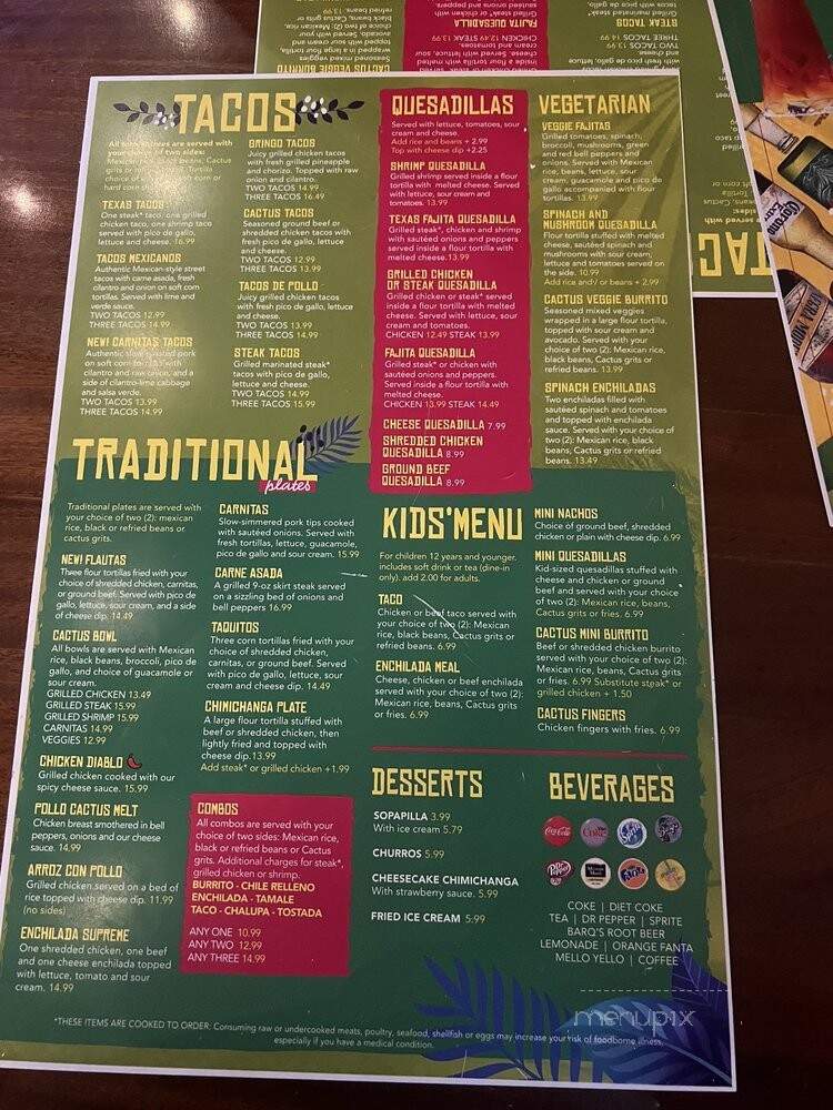 Cactus Cantina - Pensacola, FL menu_pic