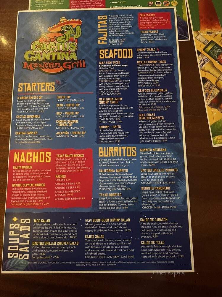 Cactus Cantina - Pensacola, FL menu_pic