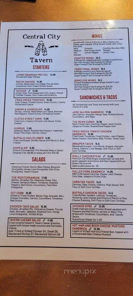 Central City Tavern - Sugar Hill, GA menu_pic