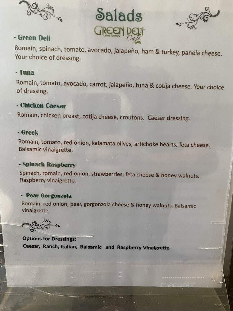 Green Deli Cafe - Temecula, CA menu_pic