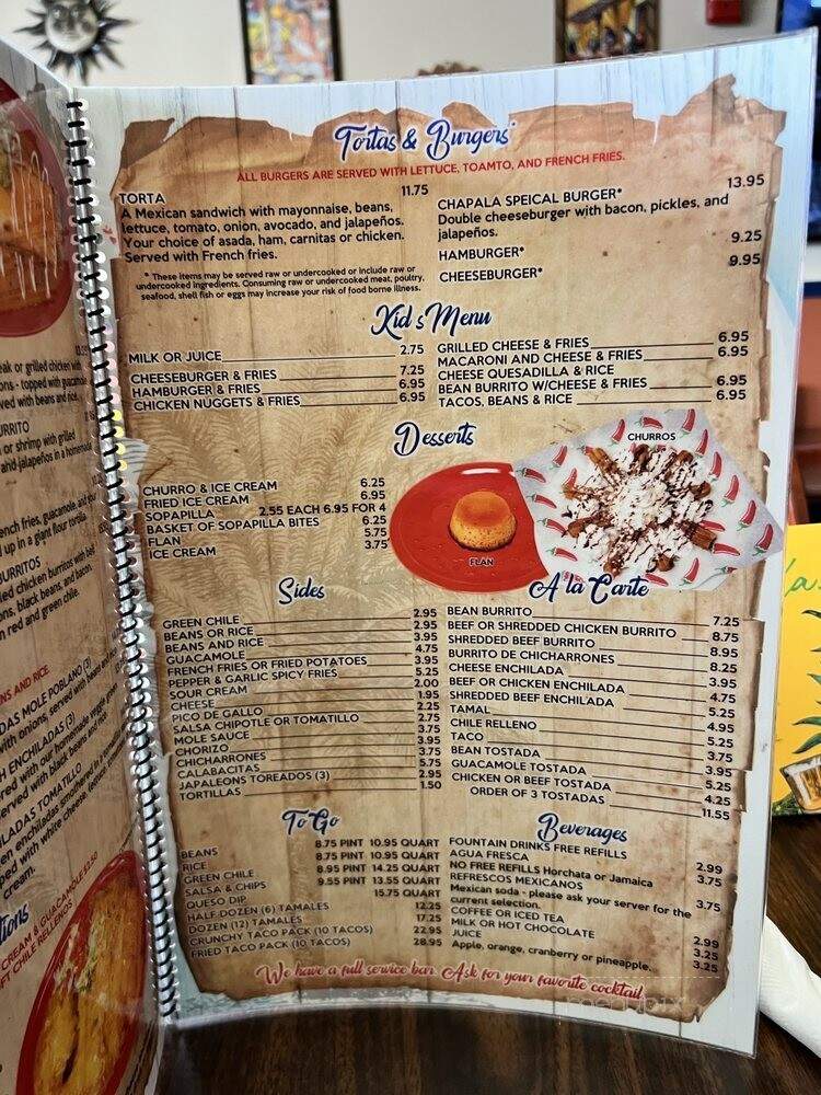 Chapala Mexican Restaurant - Lakewood, CO menu_pic