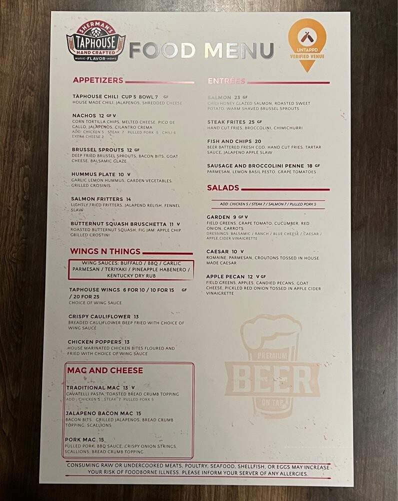 Sherman's Taphouse - Southington, CT menu_pic