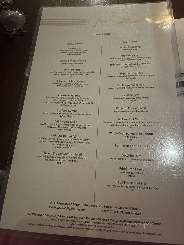 Caet - Ridgeland, MS menu_pic