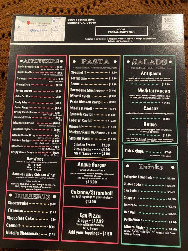 Alfred's Pizza - Los Angeles, CA menu_pic